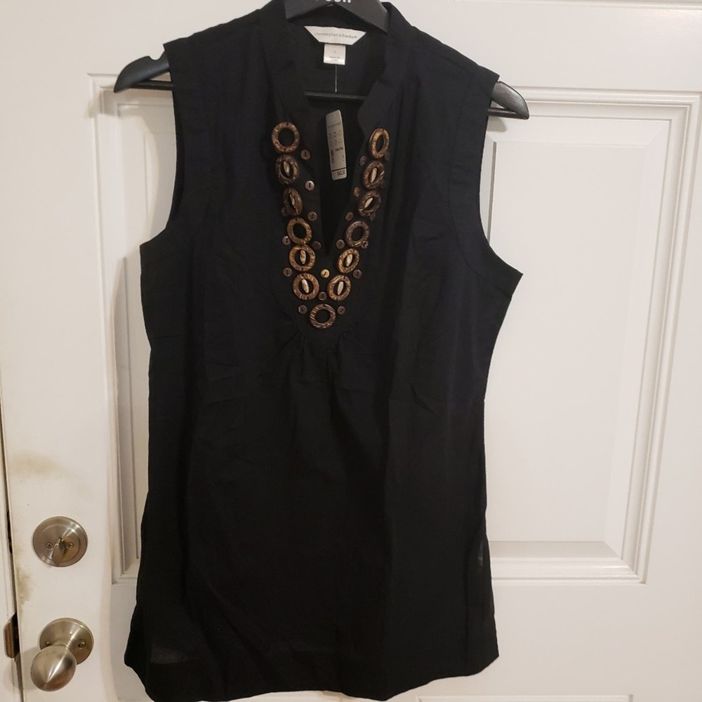 Christopher & Banks NWT Black Cotton Top